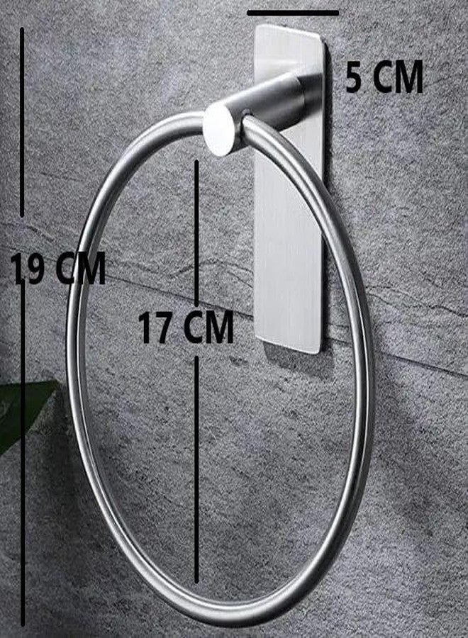 iSTAR Stainless Steel Self Adhesive Round Towel Ring | No Drilling Wall Mounted Bathroom Accessories | Durable Napkin Hand Towel Holder for Kitchen, Wash Basin, Home and Hotels (Chrome Finish) - Image 3